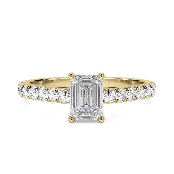Emerald Diamond Shoulder Set Ring