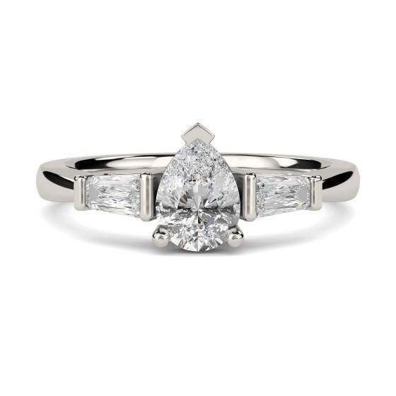 Modern Pear & Baguette Diamond Trilogy Ring