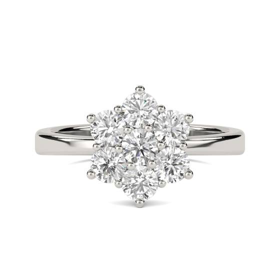 Elegant Round Diamond Flower Cluster Ring