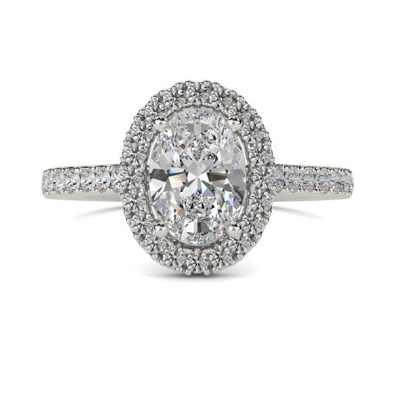 Oval Diamond Single Halo Shoulder Set Ring