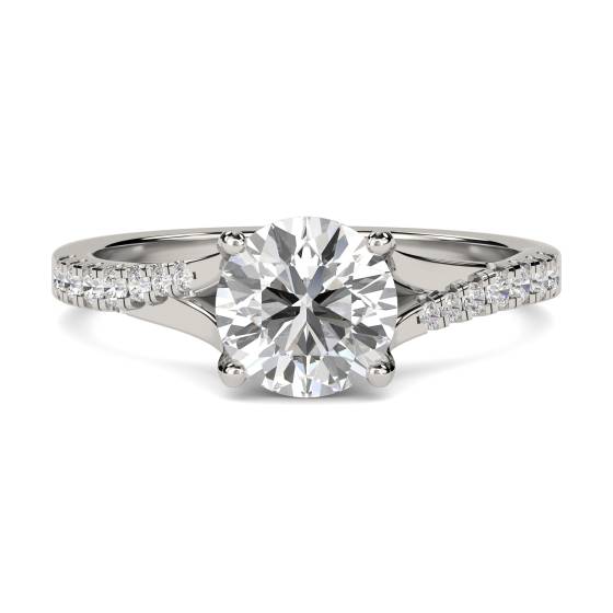 Stylish Round Shoulder Set Diamond Engagement Ring