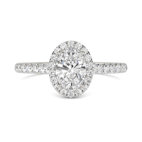 Oval Diamond Single Halo Shoulder Set Ring