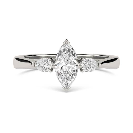 Unique Marquise & Pear Diamond Trilogy Ring