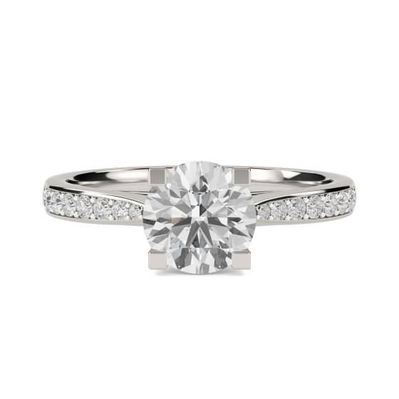 Round Shoulder Set Diamond Engagement Ring