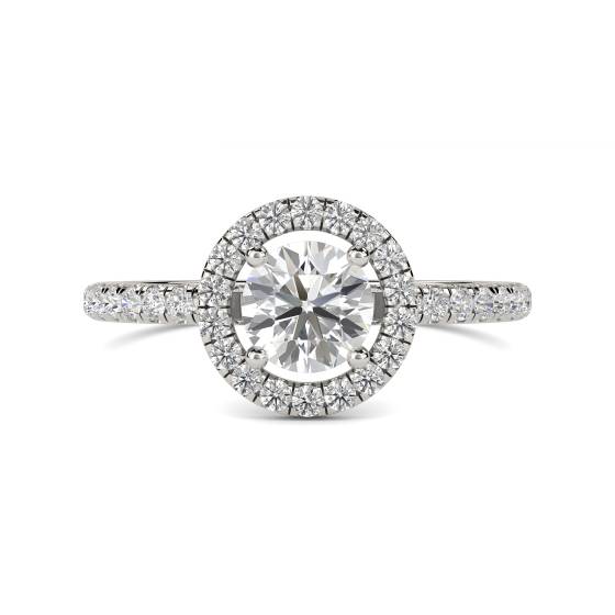 Round Diamond Single Halo Shoulder Set Ring