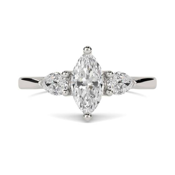 Unique Marquise and Pear Diamond Trilogy Ring