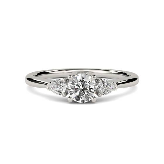 Round & Pear Diamond Trilogy Ring