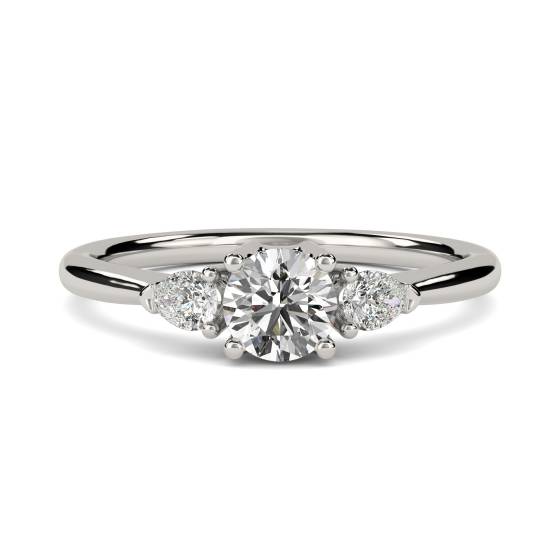 Round & Pear Diamond Trilogy Ring