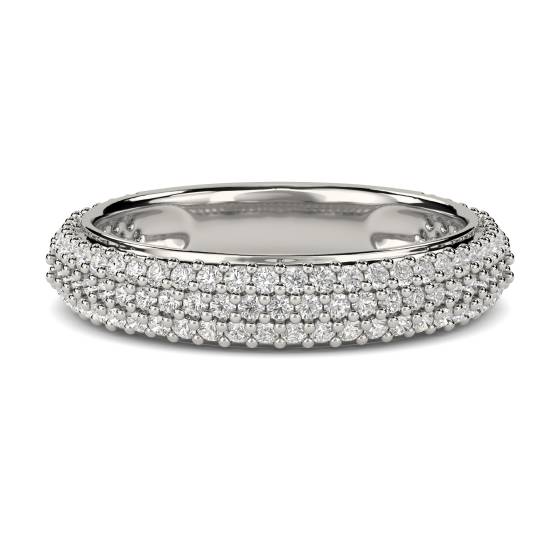 Round Diamond Three Row Eternity Ring