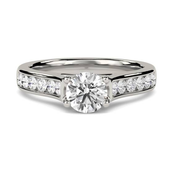 Round Diamond Shoulder Set Ring With Matching Band