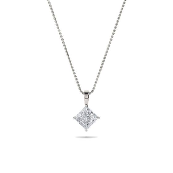 Modern Princess Diamond Solitaire Pendant