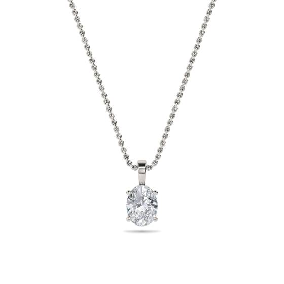 Classic Oval Diamond Solitaire Pendant