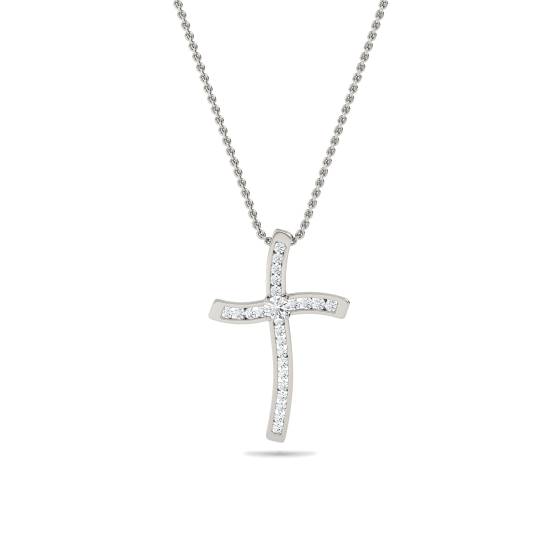 Stylish Round Diamond Cross Pendant