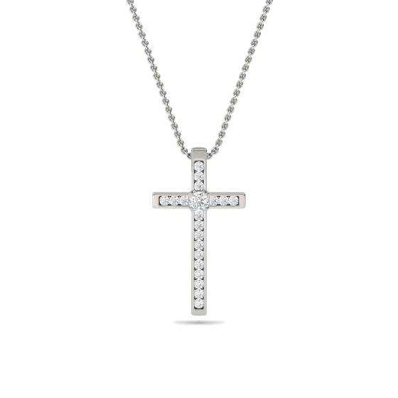 Classic Round Diamond Cross Pendant