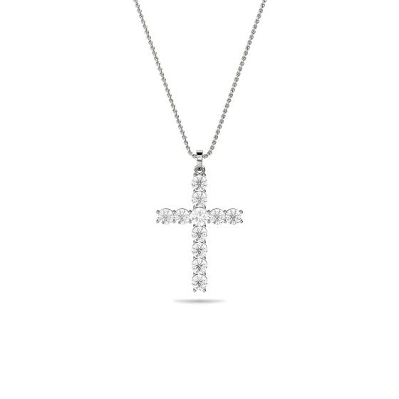 Classic Round Diamond Cross Pendant