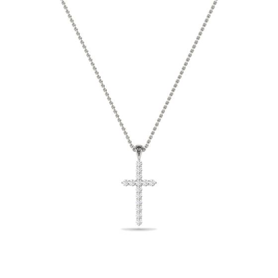 Traditional Round Diamond Cross Pendant