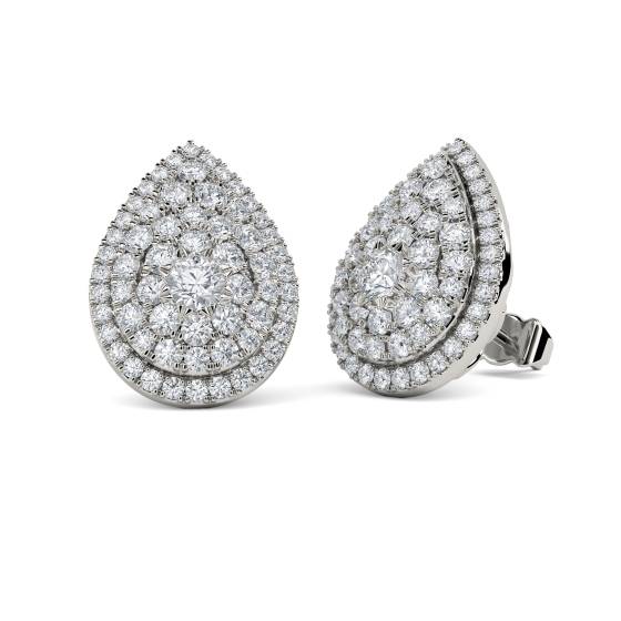 Round Diamond Cluster Earrings