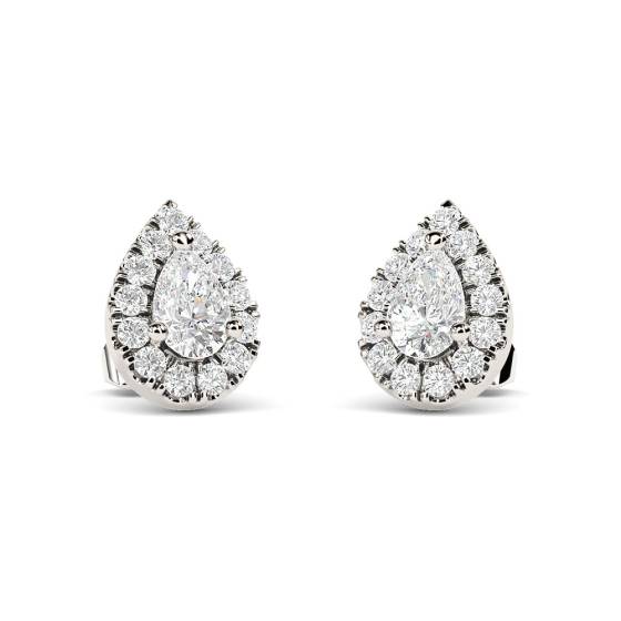 Pear and Round Diamond Cluster Earrings