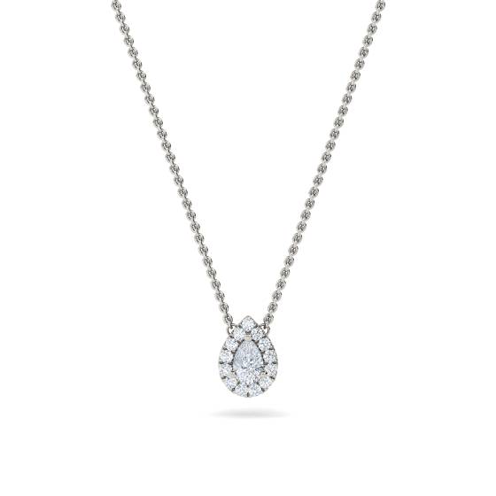 Pear and Round Diamond Halo Pendant