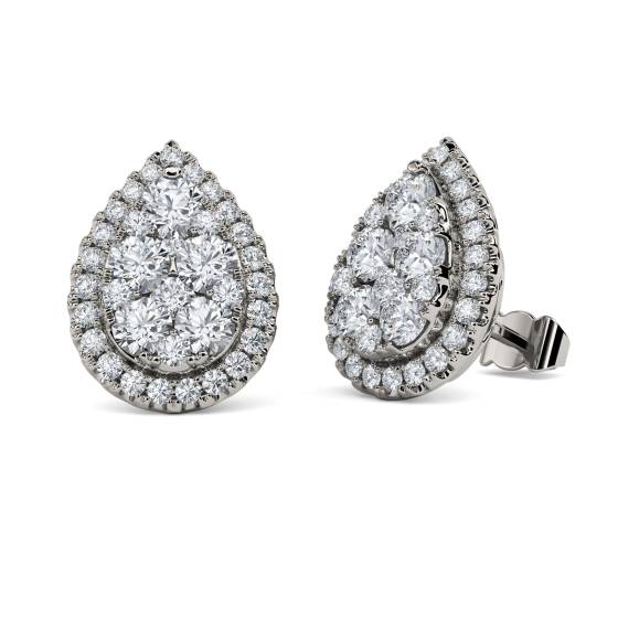 1.00ct VS/E-F Round Diamond Cluster Earrings