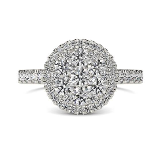 1.00ct Elegant Round Diamond Cluster Ring