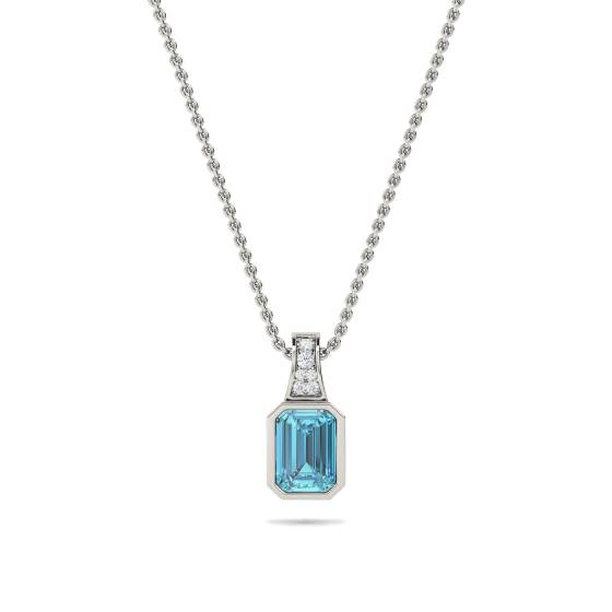 2.20ct Aquamarine Bezel Set Pendant and Chain
