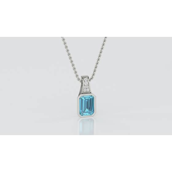 2.20ct Aquamarine Bezel Set Pendant and Chain