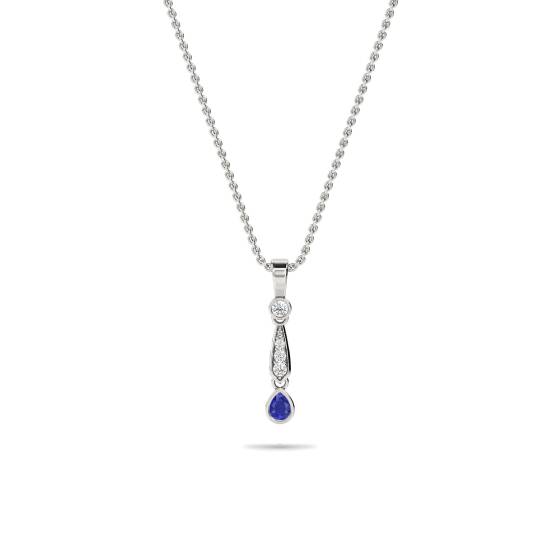 0.30ct Blue Sapphire Kite Pendant and Chain