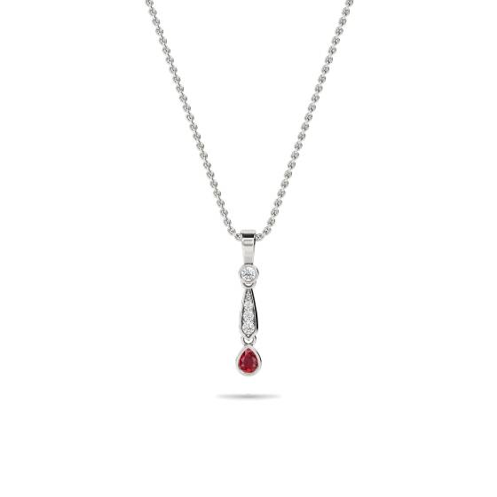 0.30ct Ruby Kite Bezel Set Pendant and Chain