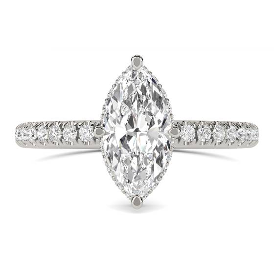 Marquise Diamond Hidden Halo Shoulder Set Ring