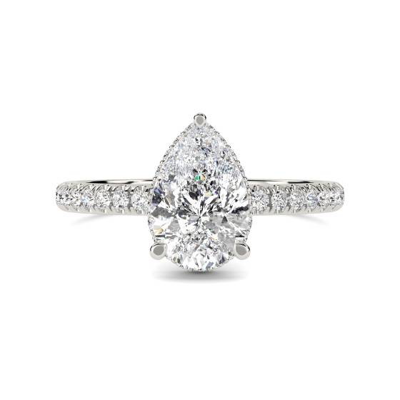 Pear Diamond Hidden Halo Shoulder Set Ring