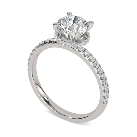 Round Diamond Hidden Halo Engagement Ring