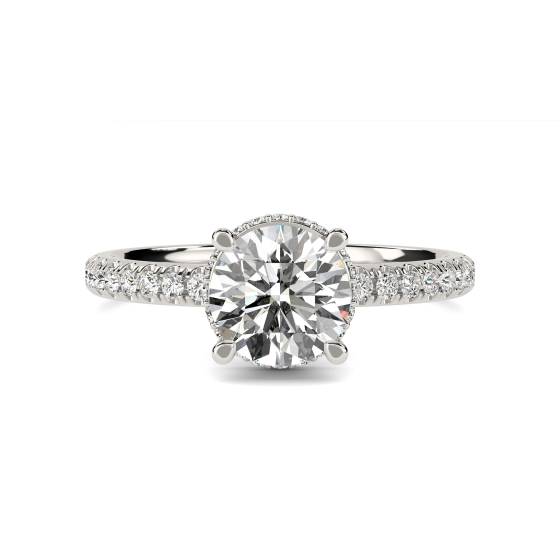 Round Diamond Low Set Hidden Halo Shoulder Set Ring