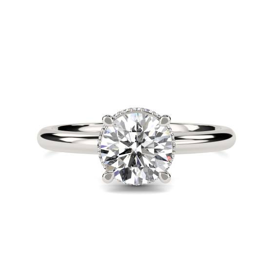 Round Diamond Low Set Hidden Halo Ring