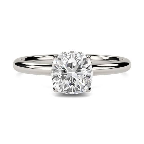 Cushion Diamond Hidden Halo Ring