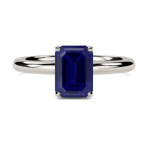 Emerald Blue Sapphire Gemstone Halo Ring