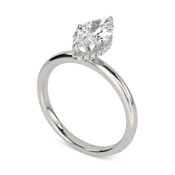 Marquise Diamond High Set Hidden Halo Ring