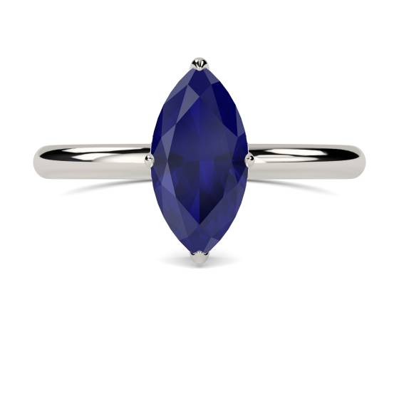 Marquise Blue Sapphire Gemstone Halo Ring