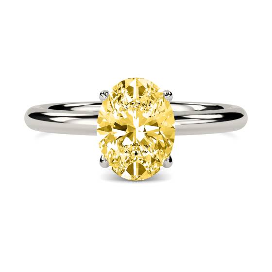 Oval Yellow Diamond Halo Ring