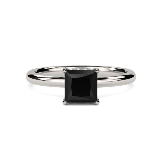 Princess Black Diamond Hidden Halo Ring