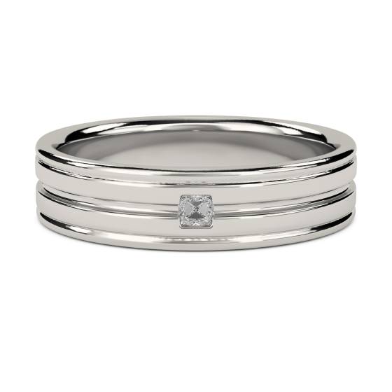 5.5mm Mens Princess Diamond Bezel Set Ring