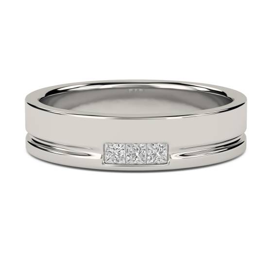 5.5mm Mens Princess Diamond Bezel Set Ring