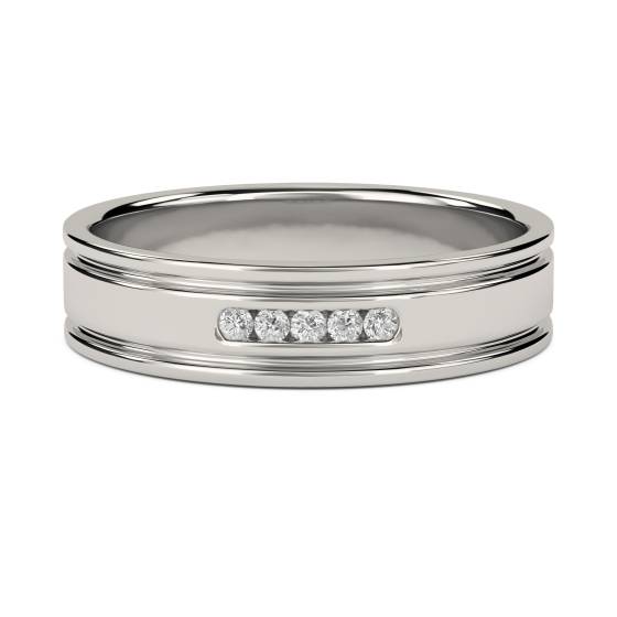 5.5mm Mens Round Diamond Ring