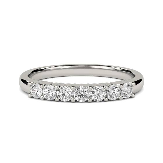 1.00ct VS/F-G 7 Stone Natural Round Diamond Half Eternity Ring in Platinum