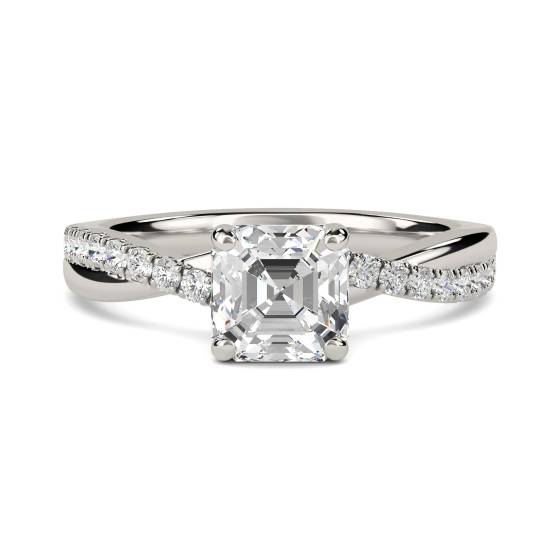 Infinity Asscher Shoulder Set Diamond Engagement Ring