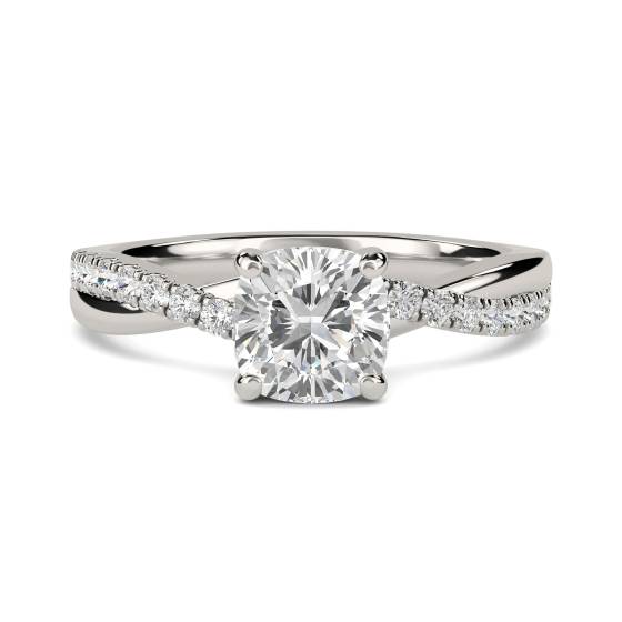 Infinity Cushion Shoulder Set Diamond Engagement Ring
