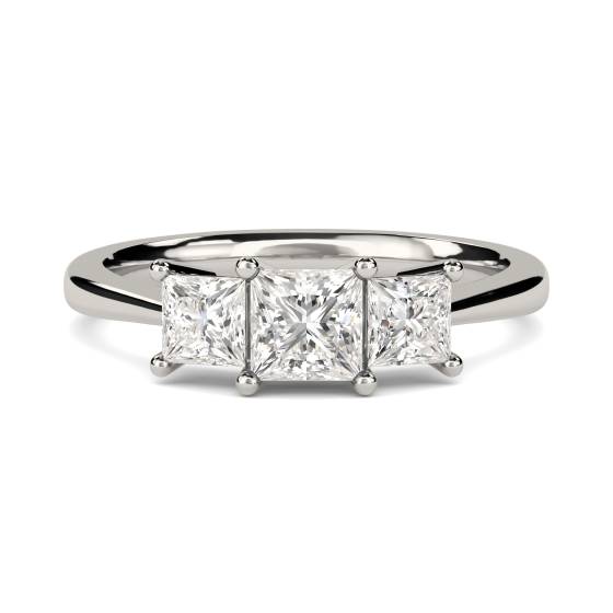 Tapered Band Princess Diamond Trilogy Ring