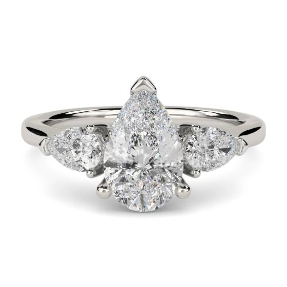 Elegant Pear Diamond Trilogy Ring