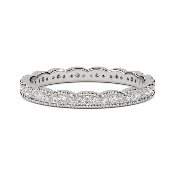 2mm Round Diamond Vintage Wedding Ring