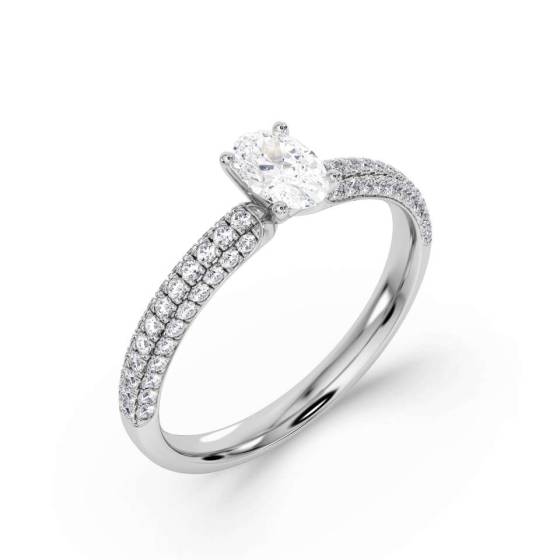 Oval Diamond Shoulder Set Ring